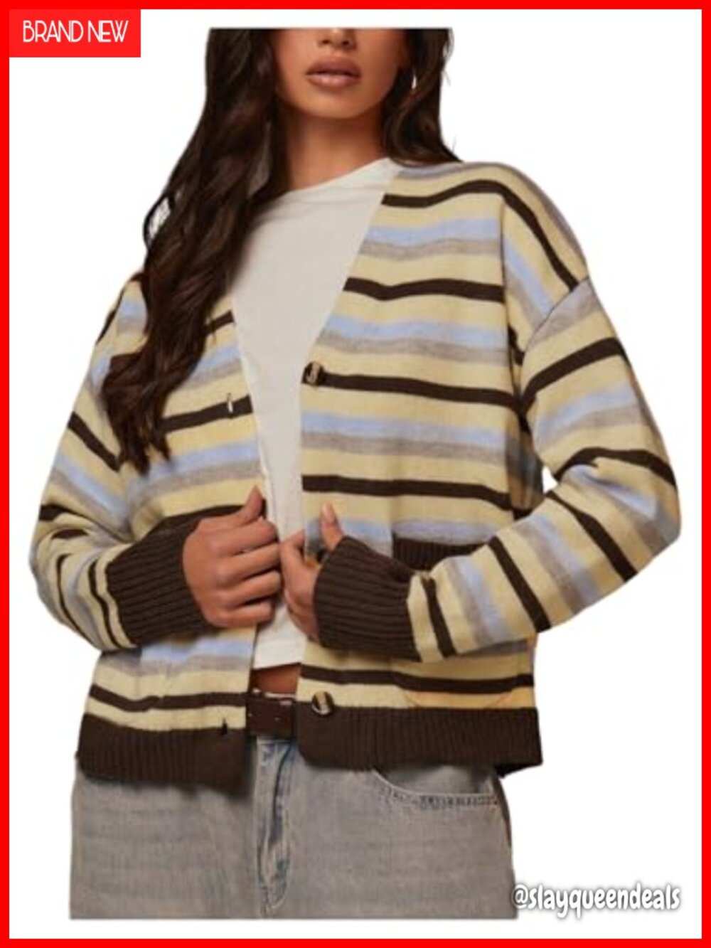 Cardigan Sweater V Neck Button Down Long Sleeve Knit Top Fall